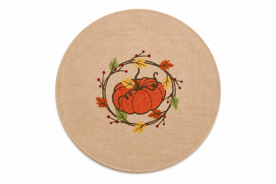 Rustic Pumpkin Wreath Polyester Placemats | Set of 4