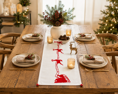 Holiday Reindeer Table Runner