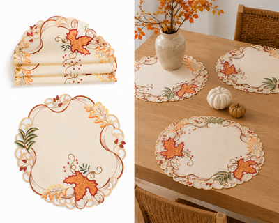Autumn Leaf Scroll Placemats | Set of 4