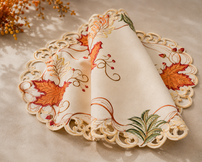 Autumn Leaf Scroll Placemats | Set of 4