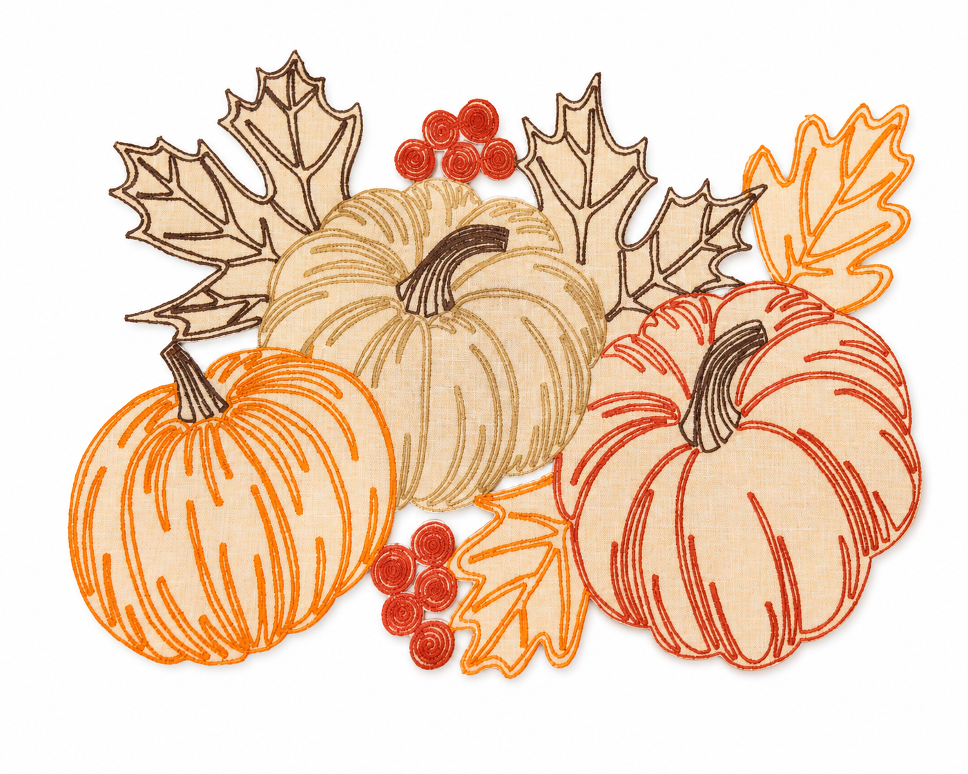 XD18804 Pumpkin Harvest Cutwork Embroidered Placemat Set of 4 14x20