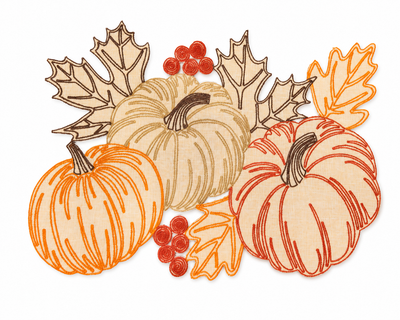 XD18804 Pumpkin Harvest Cutwork Embroidered Placemat Set of 4 14x20