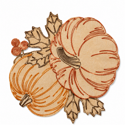 XD18804 Pumpkin Harvest Cutwork Embroidered Round Placemat Set of 4 16