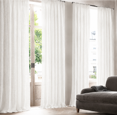 ML16249 Isa Plaid Sheer Rod Pocket Curtain Panel 52x108 White Polyester