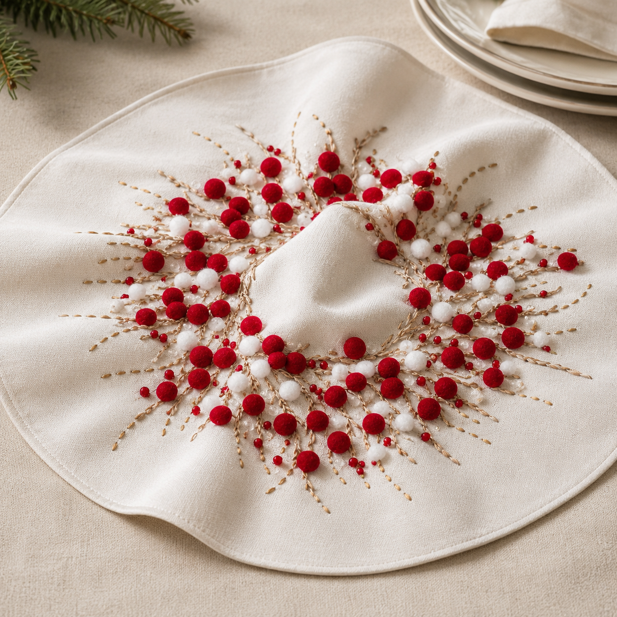Holiday Berry Wreath Inch Doily