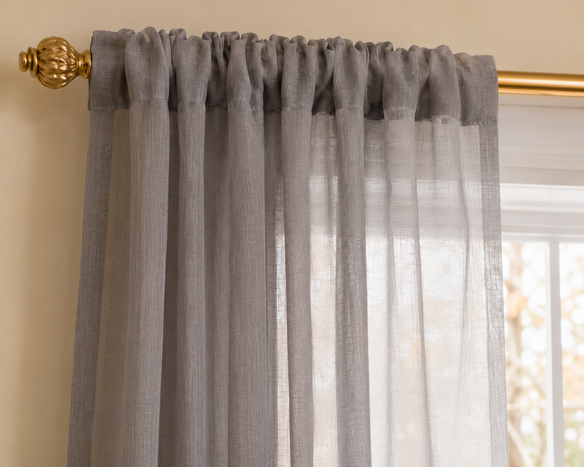 ML16605 Morning Mist Sheer Rod Pocket Curtain Panel 52x96 Gray Polyester