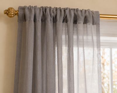 ML16605 Morning Mist Sheer Rod Pocket Curtain Panel 52x96 Gray Polyester