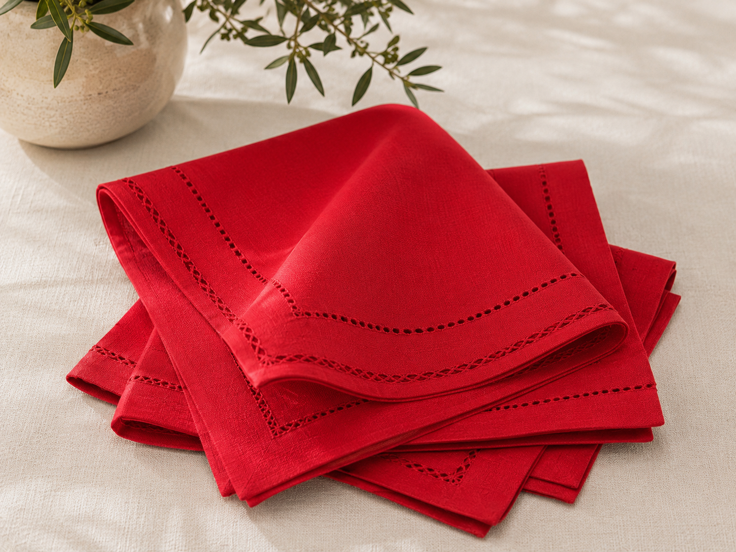 Xia Home Fashions Double Hemstitch Napkins 20x20 Inch Pine Set of 4