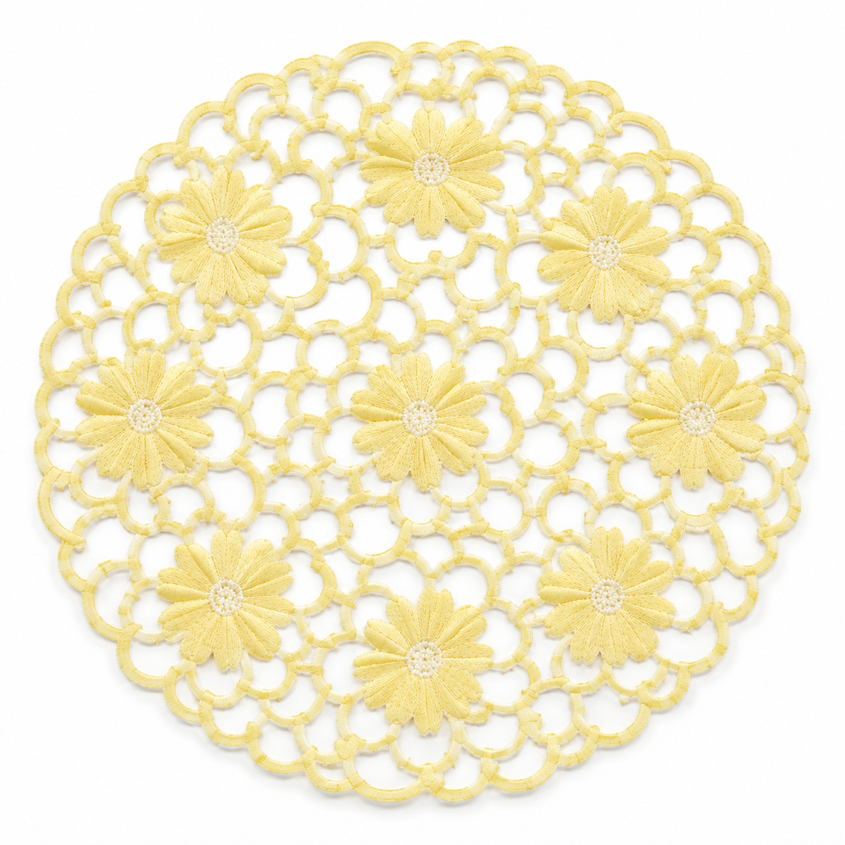 Xia Home Fashions Daisy Floral Cutwork Doilies 8 Inch Green Set of 4