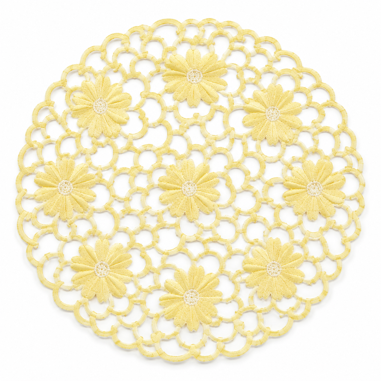 Xia Home Fashions Daisy Floral Cutwork Doilies 8 Inch Green Set of 4