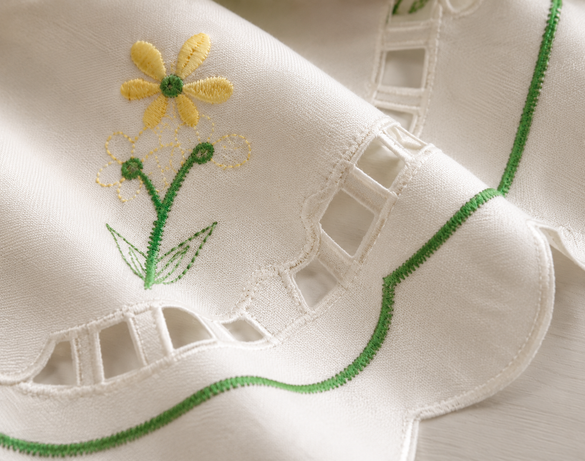 Xia Home Fashions Wildflower Garden Embroidered Hemstitch Doilies Set of 4 12 Inch Round