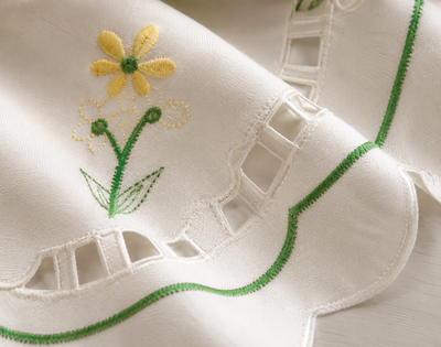 Xia Home Fashions Wildflower Garden Embroidered Hemstitch Doilies Set of 4 12 Inch Round