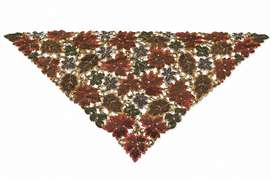 XD13019 Dainty Leaf Embroidered Cutwork Table Topper 34x34