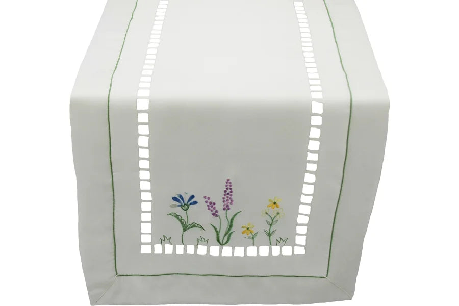Xia Home Fashions Wildflower Garden Embroidered Hemstitch Doilies Set of 4 12 Inch Round