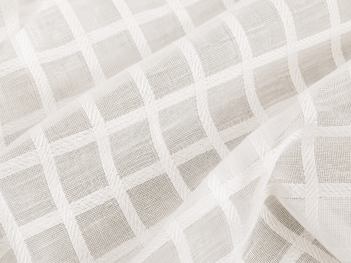 ML16246 Bonita Plaid Sheer Rod Pocket Curtain Panel 52x108 White Polyester
