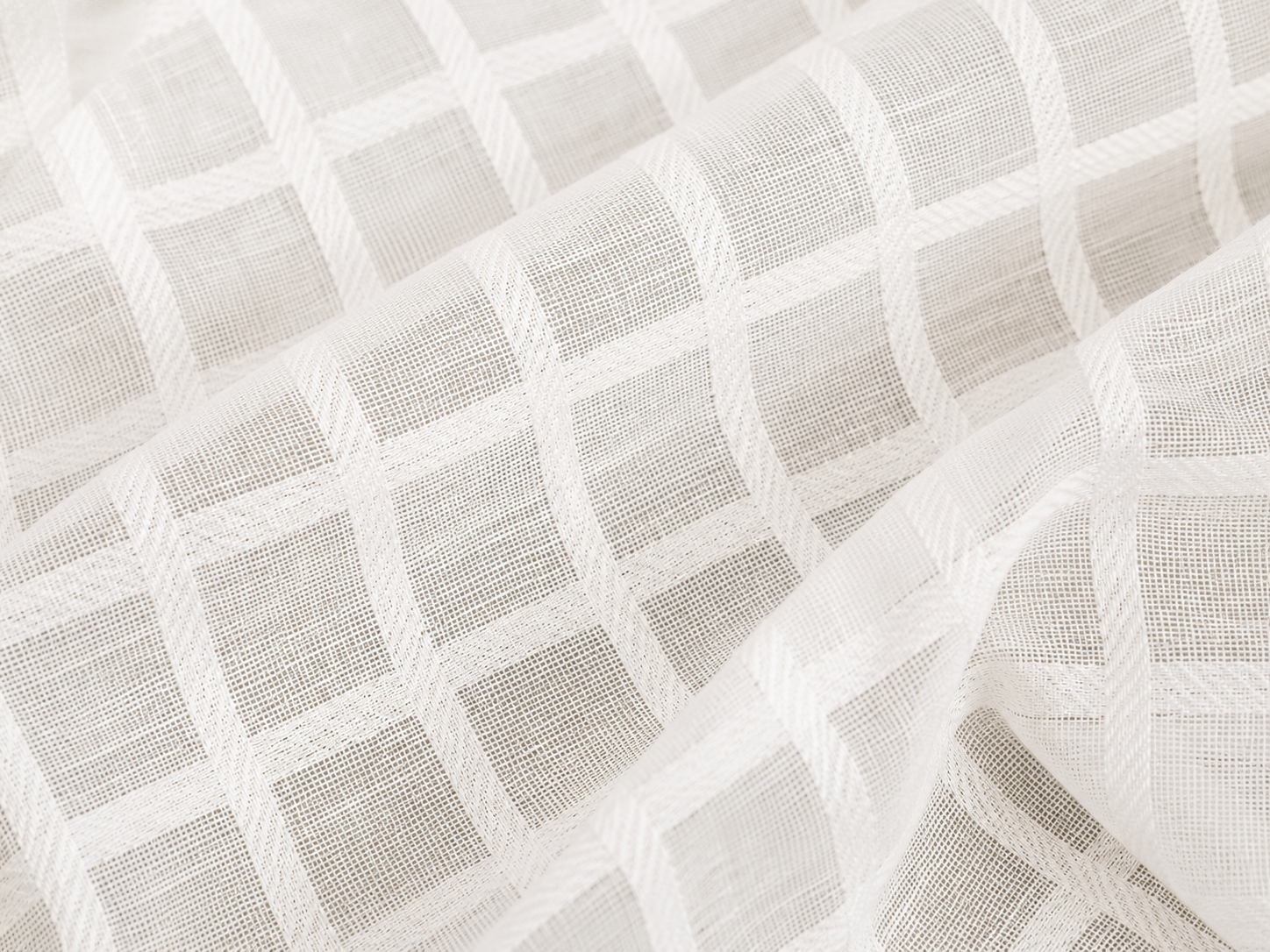 ML16246 Bonita Plaid Sheer Rod Pocket Curtain Panel 52x108 White Polyester