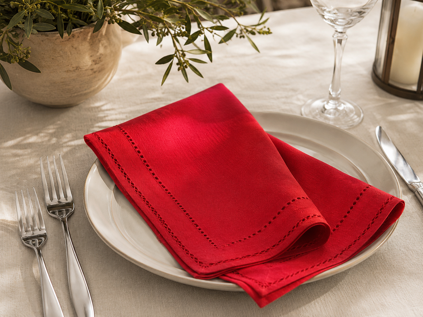 Xia Home Fashions Double Hemstitch Napkins 20x20 Inch Pine Set of 4