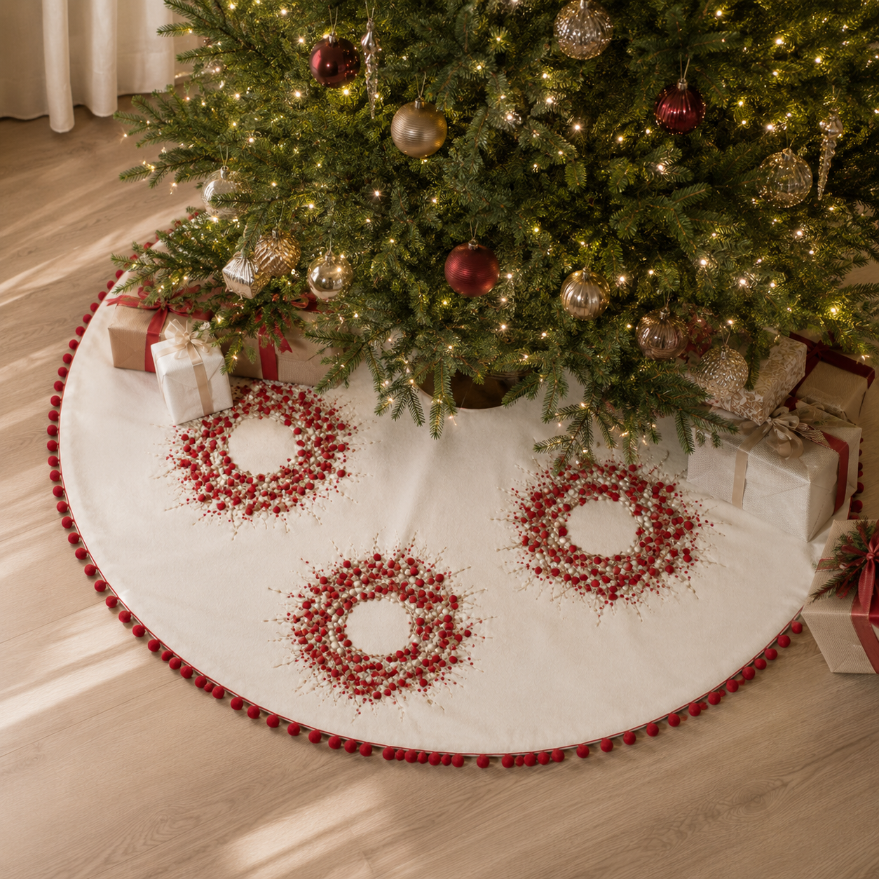 Holiday Berry Wreath Inch Tree Skirt