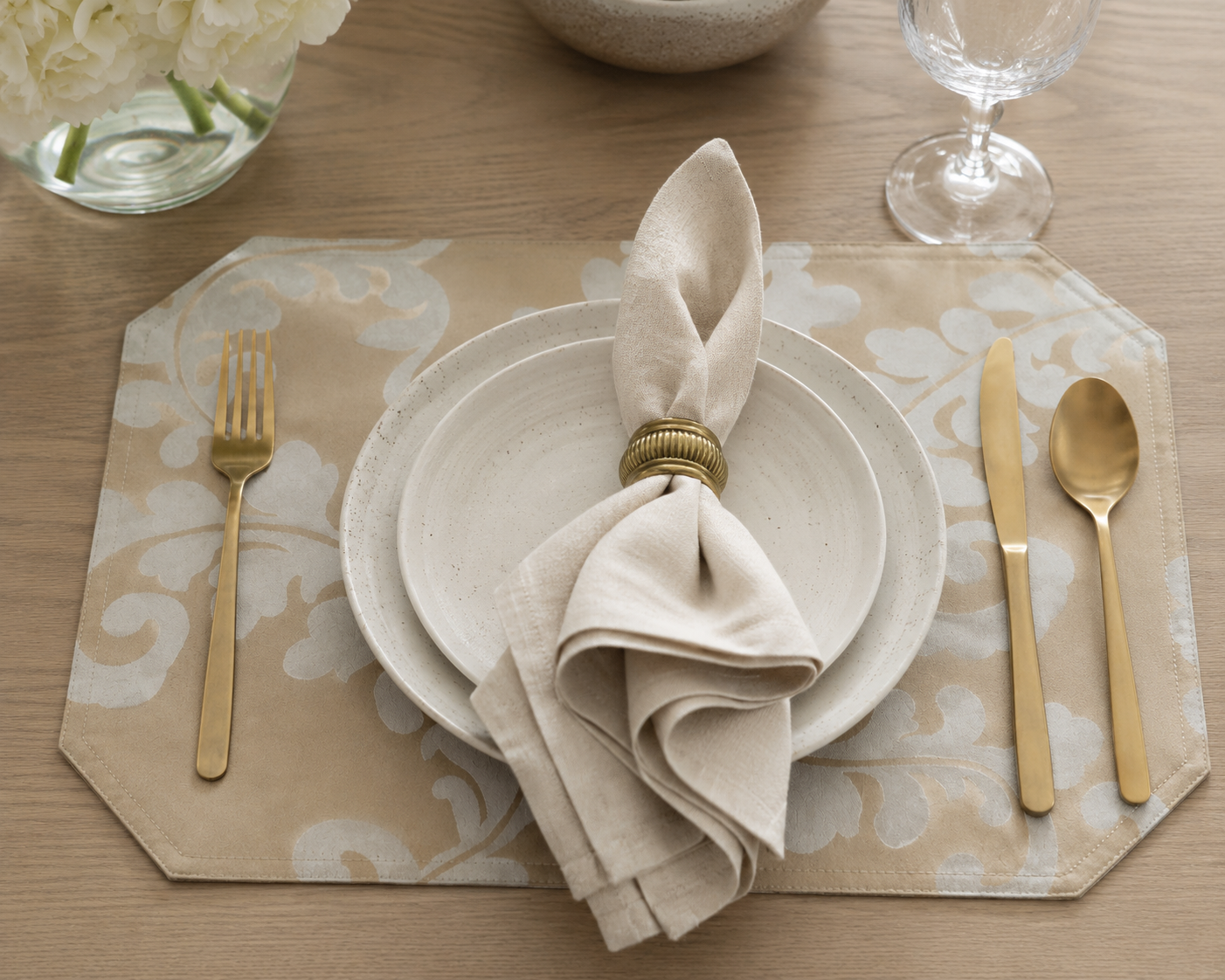 Xia Home Fashions Ivy Placemats Set of 4 14x20 Blue Taupe