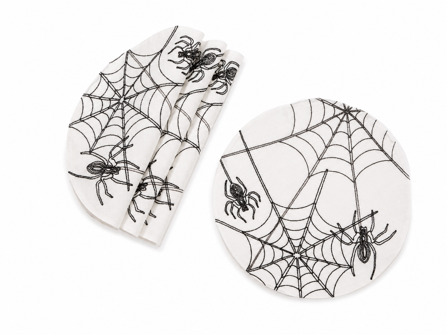 XD18801 Spider Web Round Placemat 16in Set of 4 White