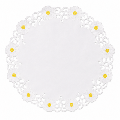 XD915727-Daisy Poliviscose Doilies Embroidered Cutwork Floral Set of 4 12 Round