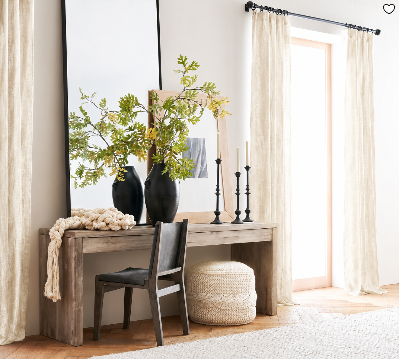 ML16608 Pompeia Textured Stripe Sheer Rod Pocket Curtain Panel 52x96 Natural Polyester