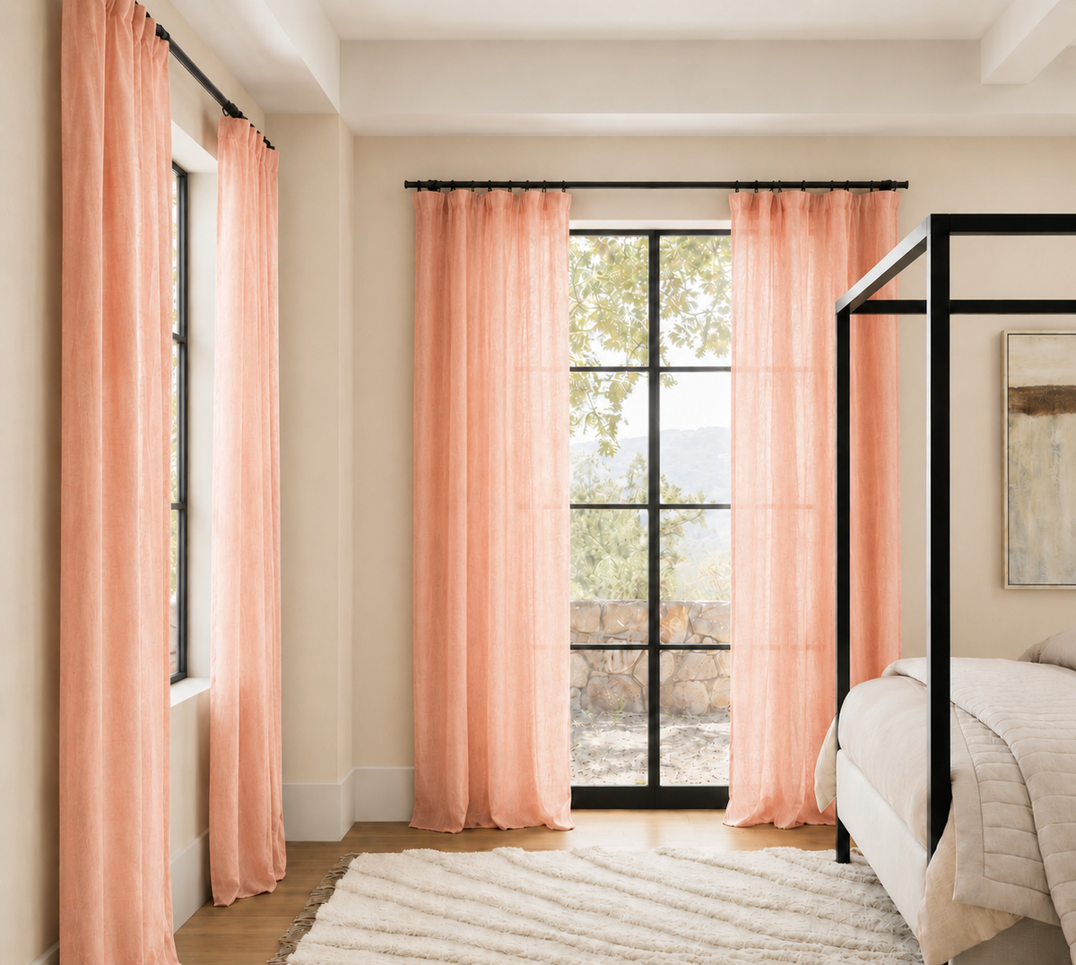 Classic Linen Sheer Rod Pocket Curtain Panel