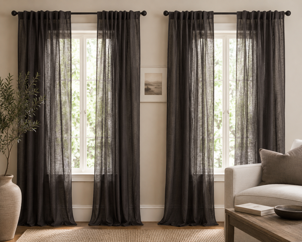Classic Linen Sheer Rod Pocket Curtain Panel