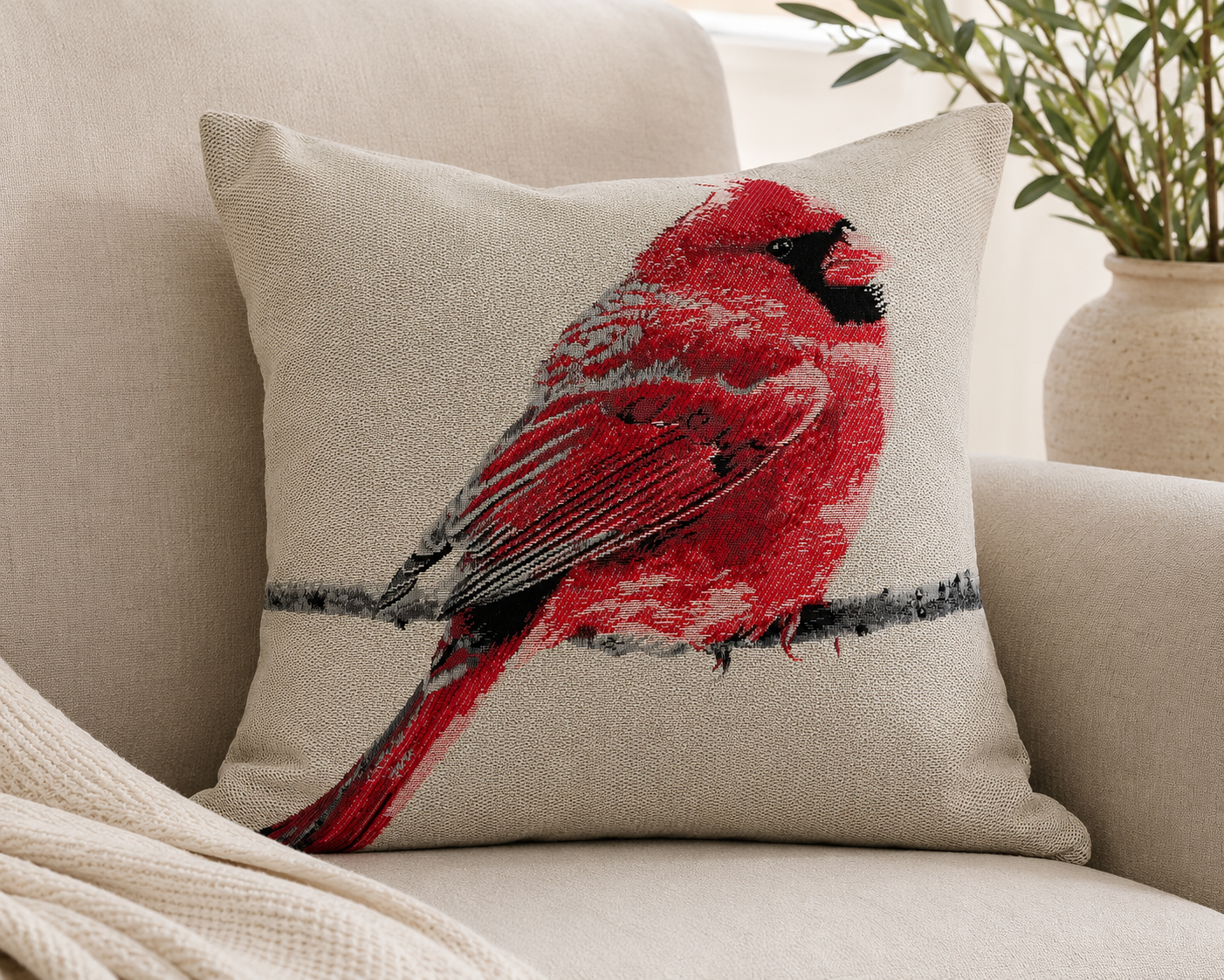 Bird Embroidery Decorative Pil Pillows