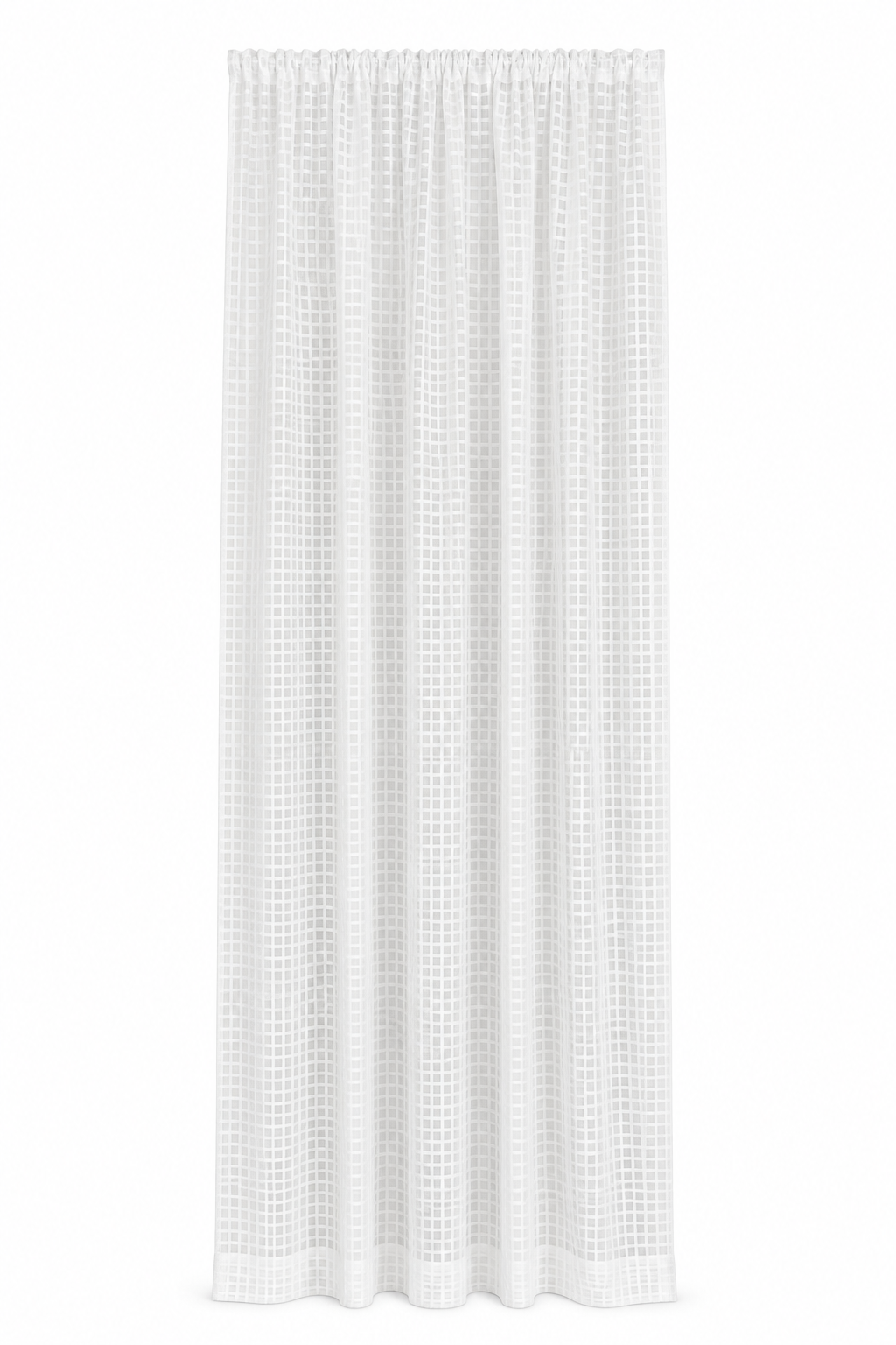 ML16246 Bonita Plaid Sheer Rod Pocket Curtain Panel 52x108 White Polyester