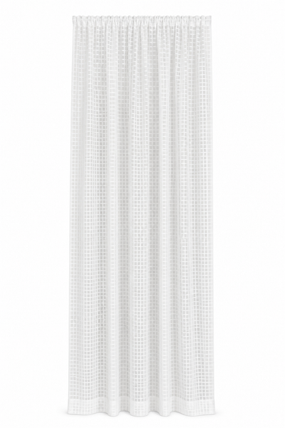 ML16246 Bonita Plaid Sheer Rod Pocket Curtain Panel 52x108 White Polyester