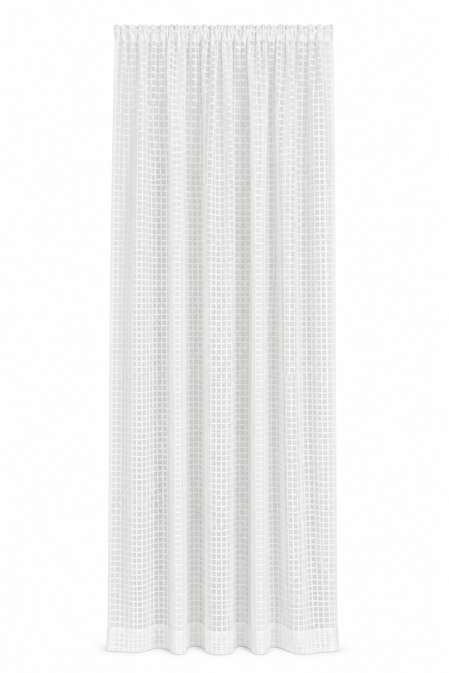 ML16246 Bonita Plaid Sheer Rod Pocket Curtain Panel 52x108 White Polyester