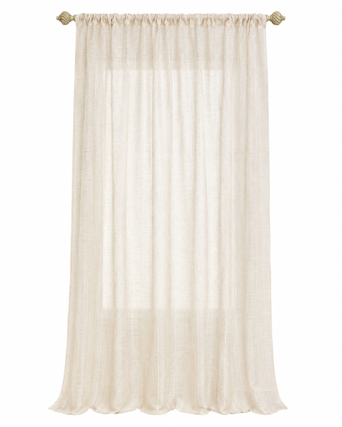 ML16608 Pompeia Textured Stripe Sheer Rod Pocket Curtain Panel 52x96 Natural Polyester