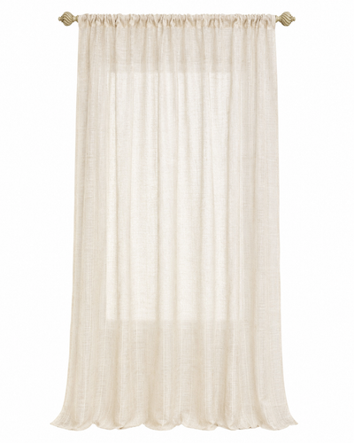 ML16608 Pompeia Textured Stripe Sheer Rod Pocket Curtain Panel 52x96 Natural Polyester