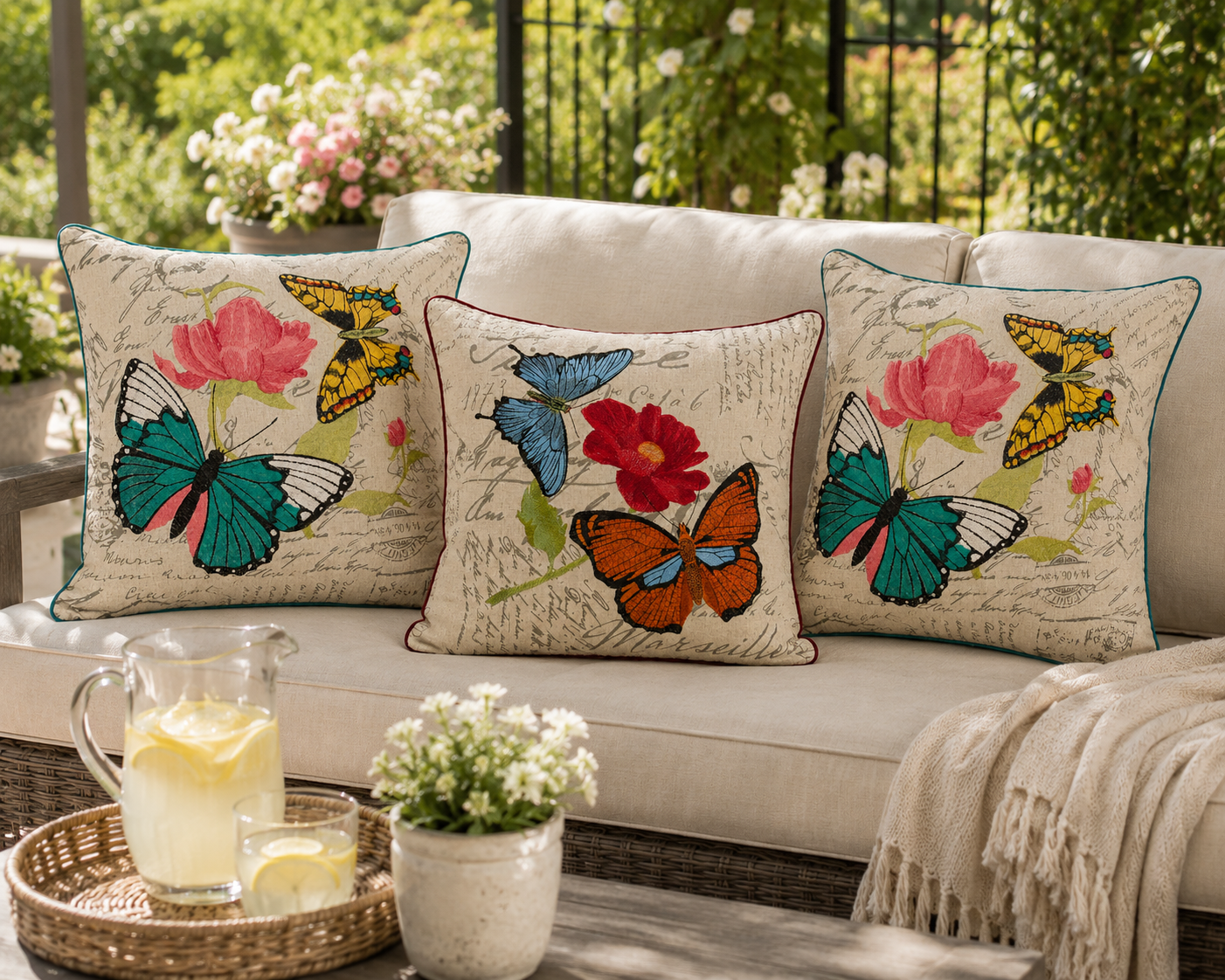 Papillon on Rose Pillows