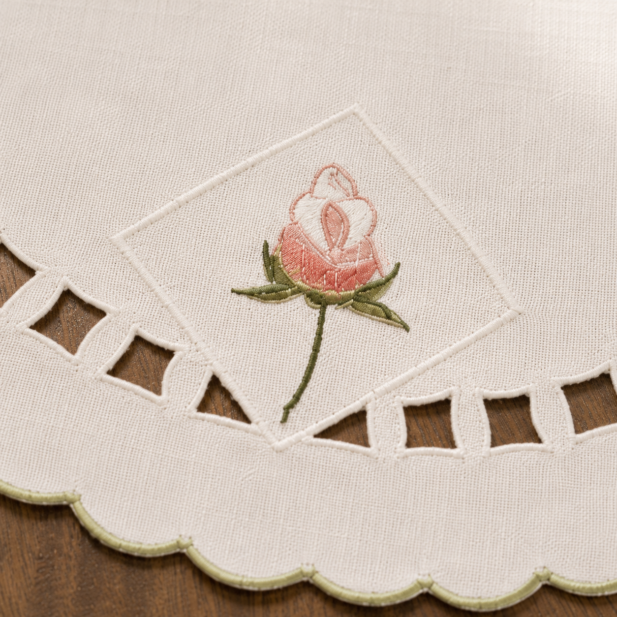 Xia Home Fashions Rose Cutwork Embroidered Doilies Set of 4 12 Round