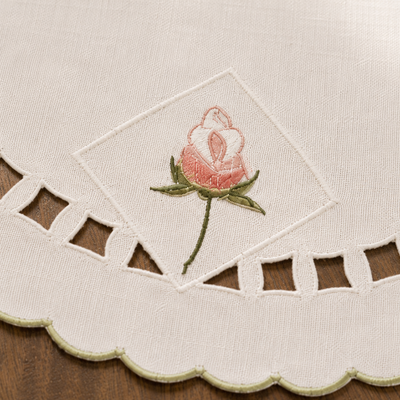 Xia Home Fashions Rose Cutwork Embroidered Doilies Set of 4 12 Round