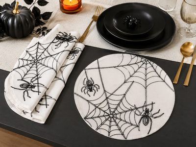 XD18801 Spider Web Round Placemat 16in Set of 4 White