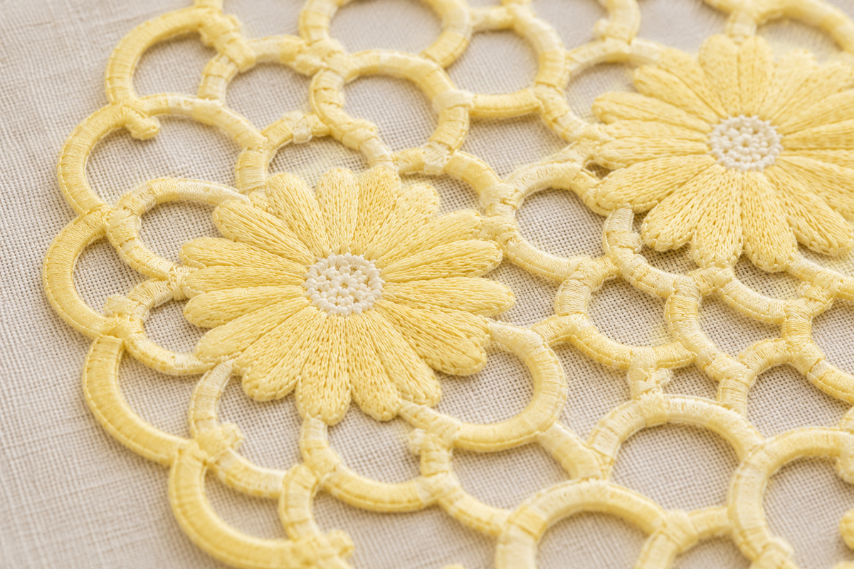 Xia Home Fashions Daisy Floral Cutwork Doilies 8 Inch Green Set of 4