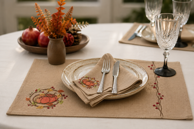 Rustic Pumpkin Wreath Napkins | Set of 4