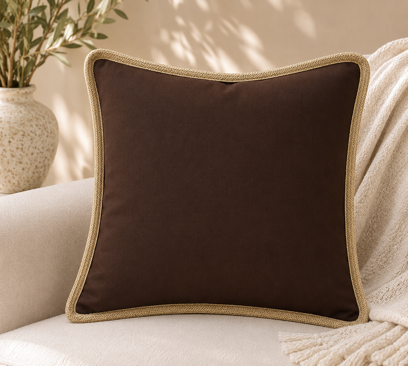 Classic Jute Trimmed Solid Pillows
