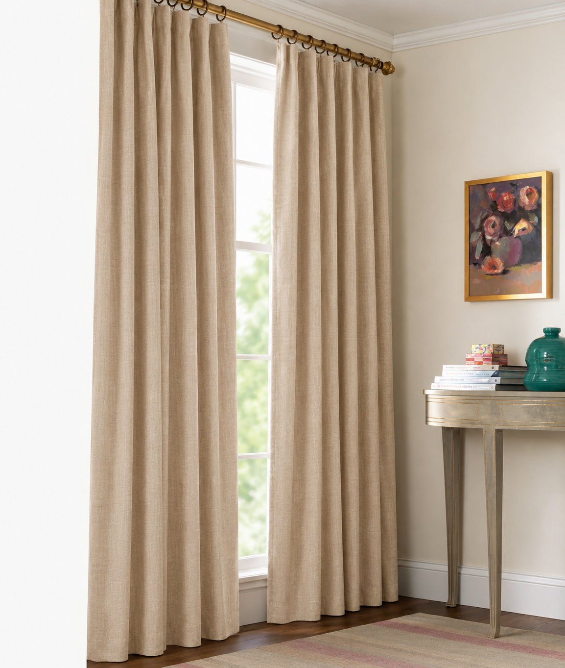 MANOR LUXE Elle Blackout Curtain Panels Grommet Thermal Lined 2 Pack 50x63 White