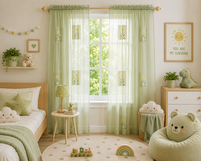 Xia Home Fashions Embroidered Sheer Curtain Panel 44 x 84 Inch Green
