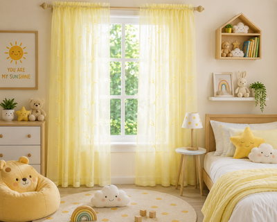 Xia Home Fashions Embroidered Sheer Curtain Panel 60 x 84 Inch Yellow