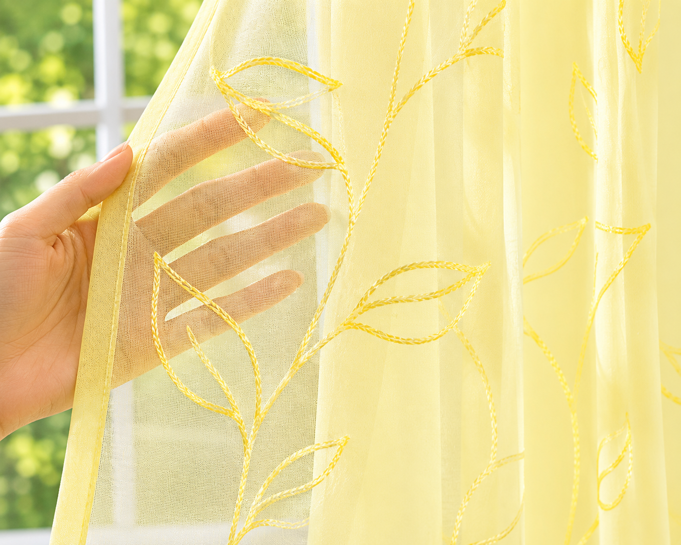 Xia Home Fashions Embroidered Sheer Curtain Panel 60 x 84 Inch Yellow