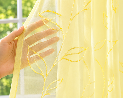 Xia Home Fashions Embroidered Sheer Curtain Panel 60 x 84 Inch Yellow