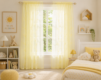 Xia Home Fashions Embroidered Sheer Curtain Panel 60 x 84 Inch Yellow