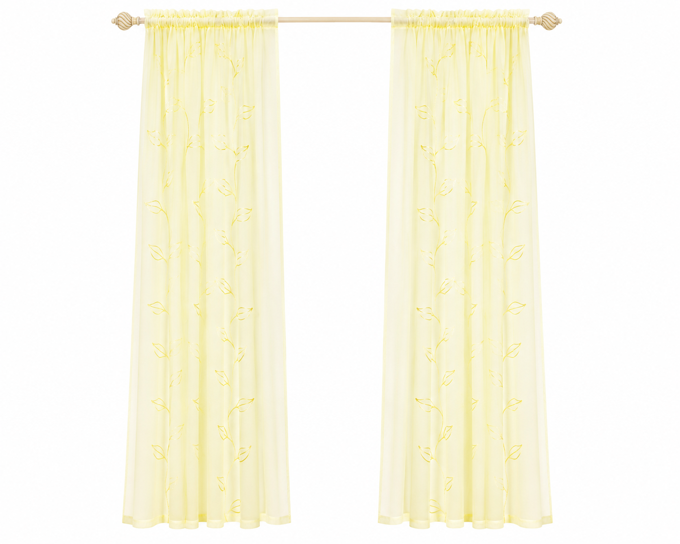 Xia Home Fashions Embroidered Sheer Curtain Panel 60 x 84 Inch Yellow