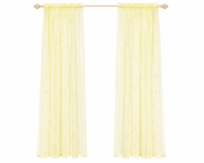 Xia Home Fashions Embroidered Sheer Curtain Panel 60 x 84 Inch Yellow