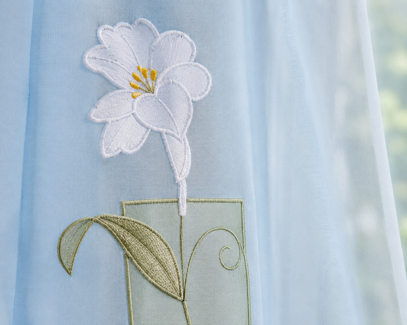Xia Home Fashions Embroidered Sheer Curtain Panel 60 x 84 Inch Blue